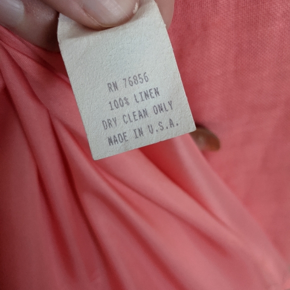 Vintage Rebecca Thomas Pink Linen Maxi Dress - 10 - Picture 5 of 5